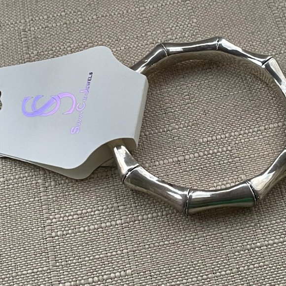 Savvy Cie Jewelry Women Bracelet BS925 Silver Tone Wrist band New - Picture 5 of 7